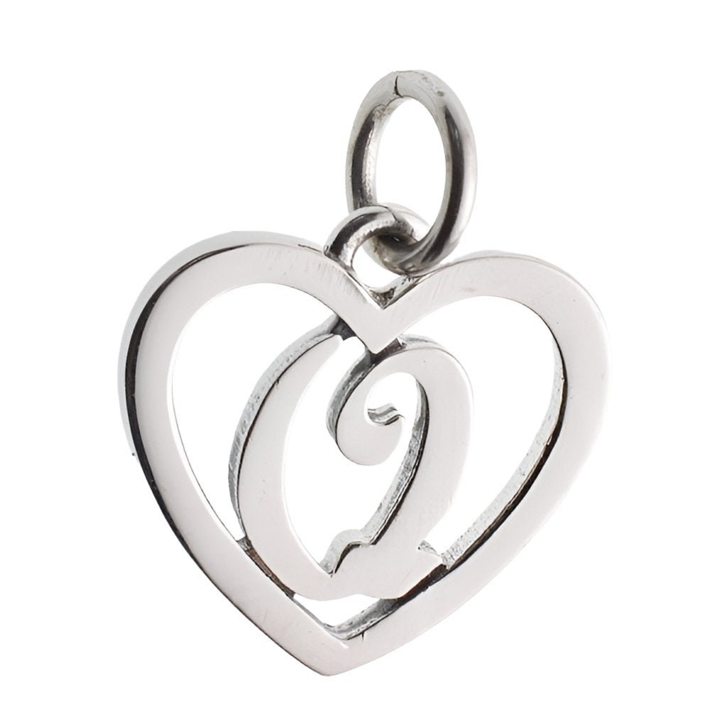 CP93081 oxidation Letter Q Mini Heart Charm - Selah925.com