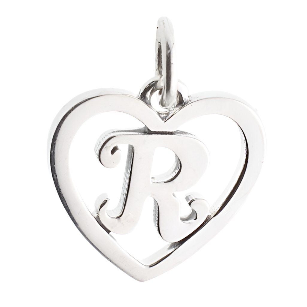 CP93081 oxidation Letter R Mini Heart Charm - Selah925.com