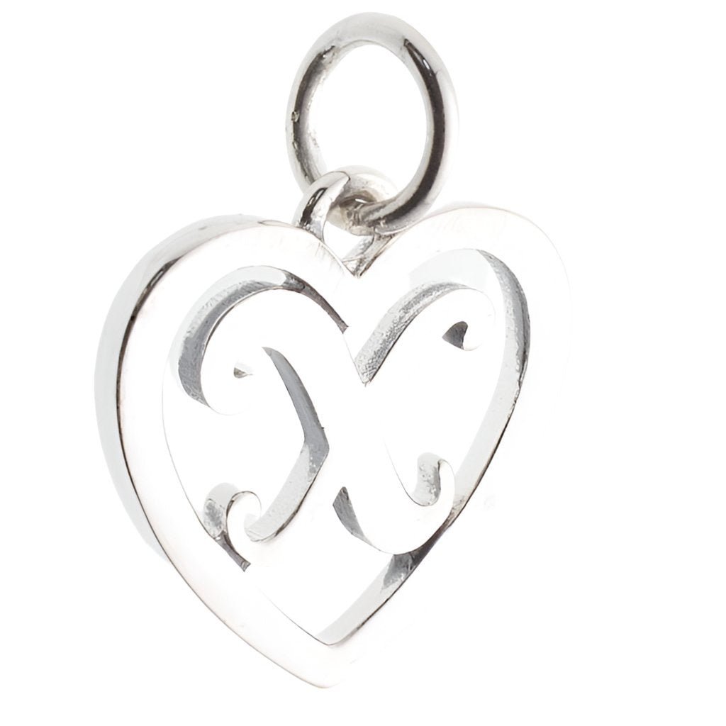 CP93081 oxidation Letter X Mini Heart Charm - Selah925.com