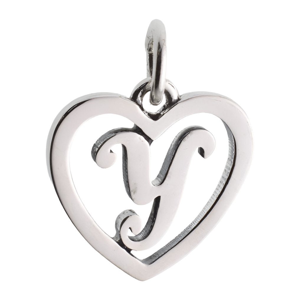 CP93081 oxidation Letter Y Mini Heart Charm - Selah925.com