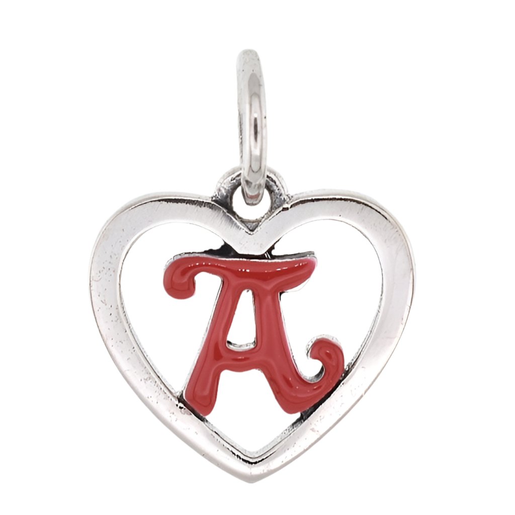 CP93082 Red Letter A Mini Heart Charm - Selah925.com