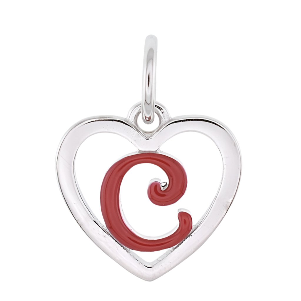 CP93082 Red Letter C Mini Heart Charm - Selah925.com