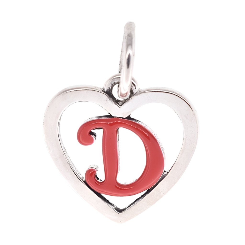 CP93082 Red Letter D Mini Heart Charm - Selah925.com