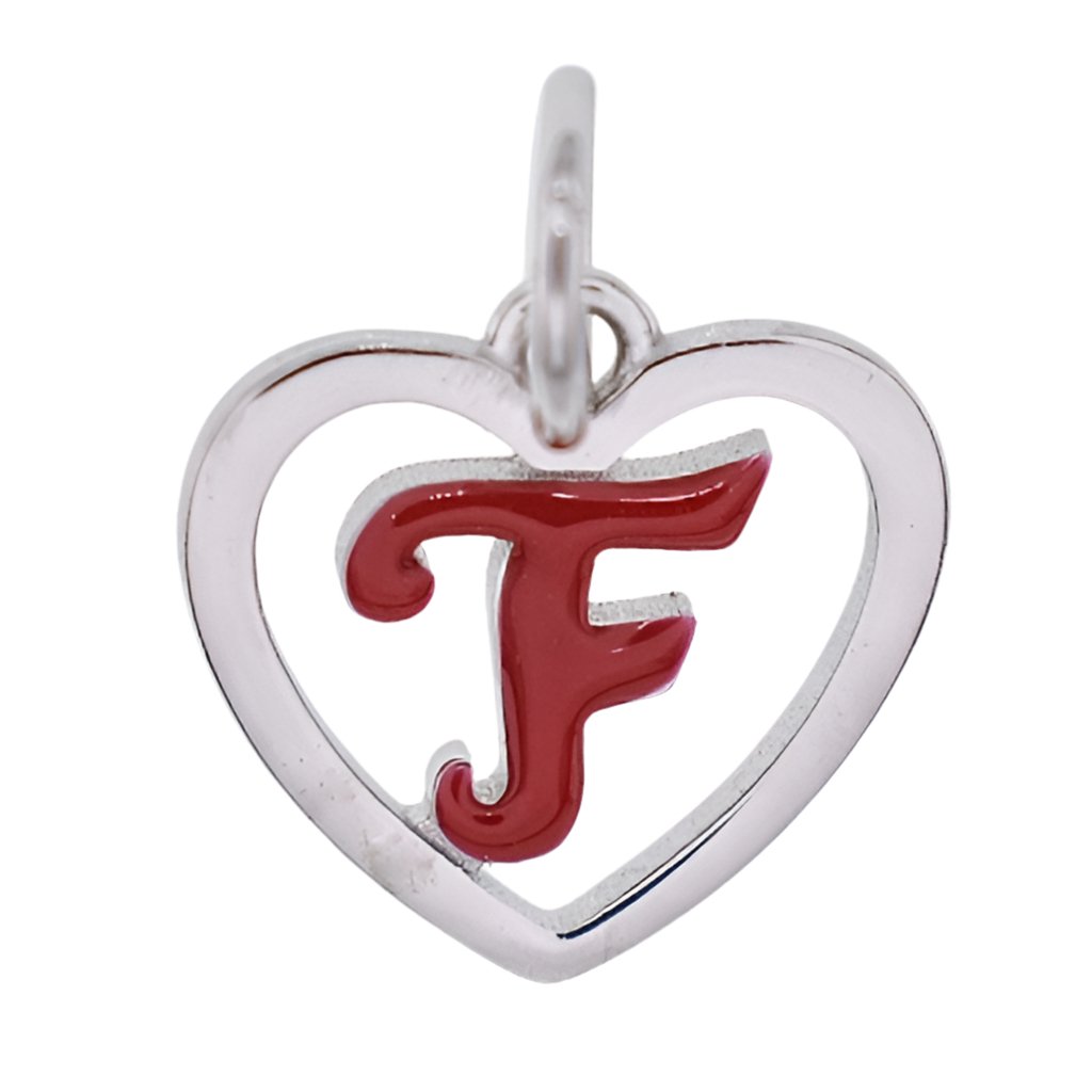 CP93082 Red Letter F Mini Heart Charm - Selah925.com