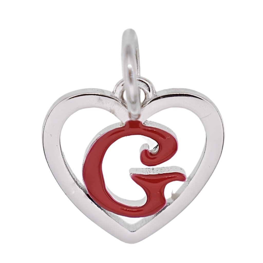 CP93082 Red Letter G Mini Heart Charm - Selah925.com