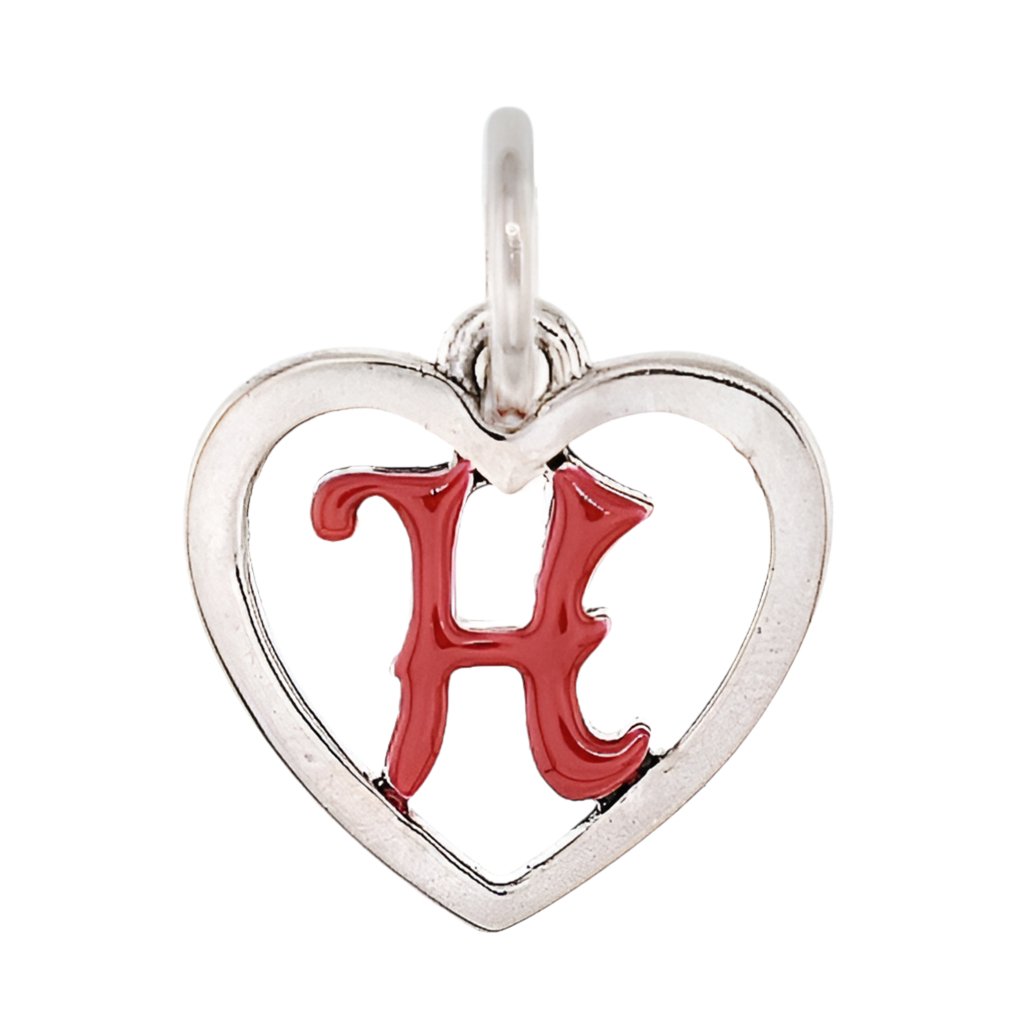 CP93082 Red Letter H Mini Heart Charm - Selah925.com