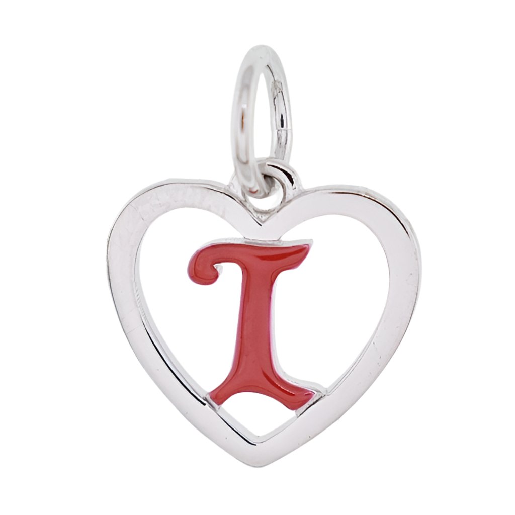 CP93082 Red Letter I Mini Heart Charm - Selah925.com