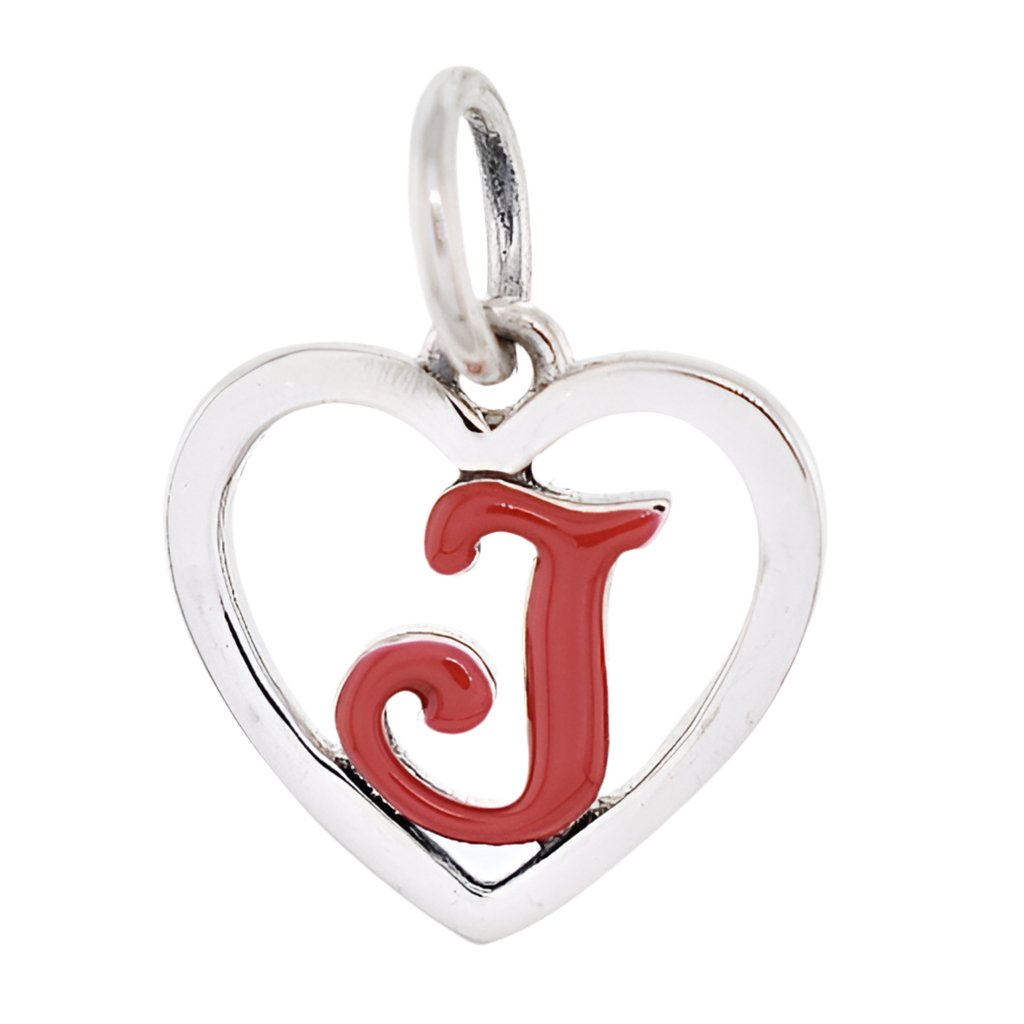 CP93082 Red Letter J Mini Heart Charm - Selah925.com