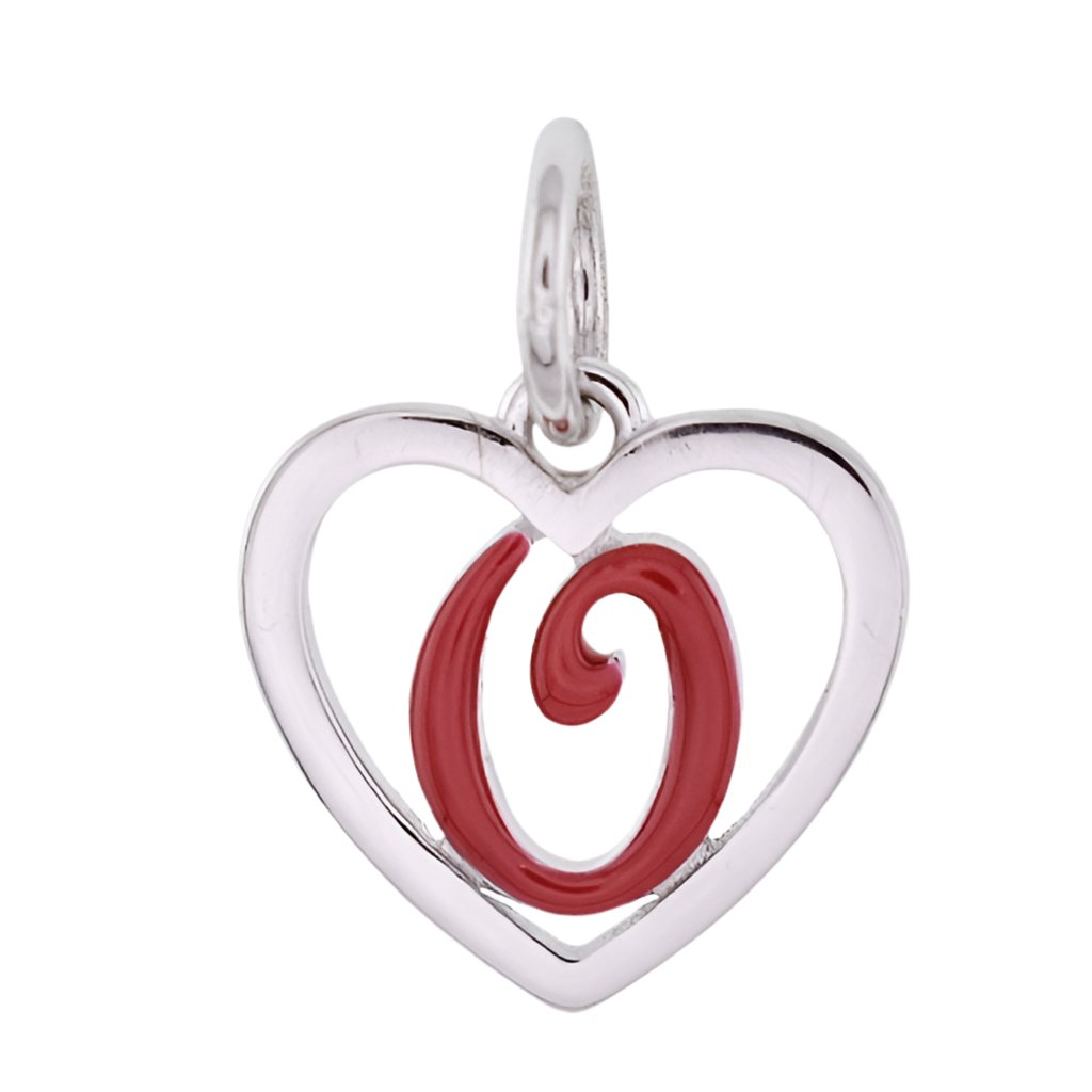 CP93082 Red Letter O Mini Heart Charm - Selah925.com