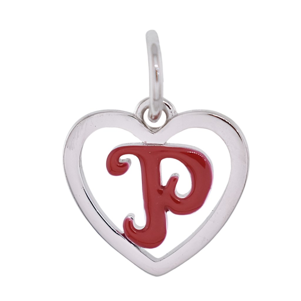 CP93082 Red Letter P Mini Heart Charm - Selah925.com