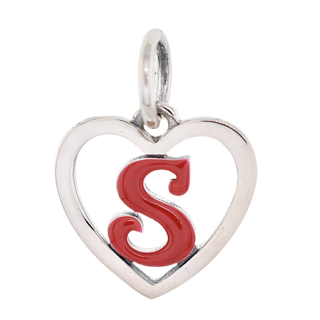 CP93082 Red Letter S Mini Heart Charm - Selah925.com