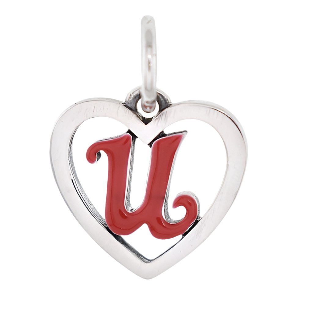 CP93082 Red Letter U Mini Heart Charm - Selah925.com