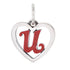 CP93082 Red Letter U Mini Heart Charm - Selah925.com