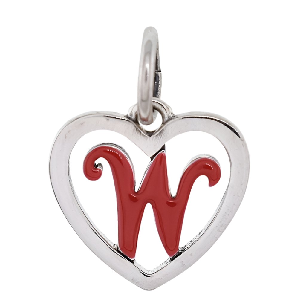 CP93082 Red Letter W Mini Heart Charm - Selah925.com