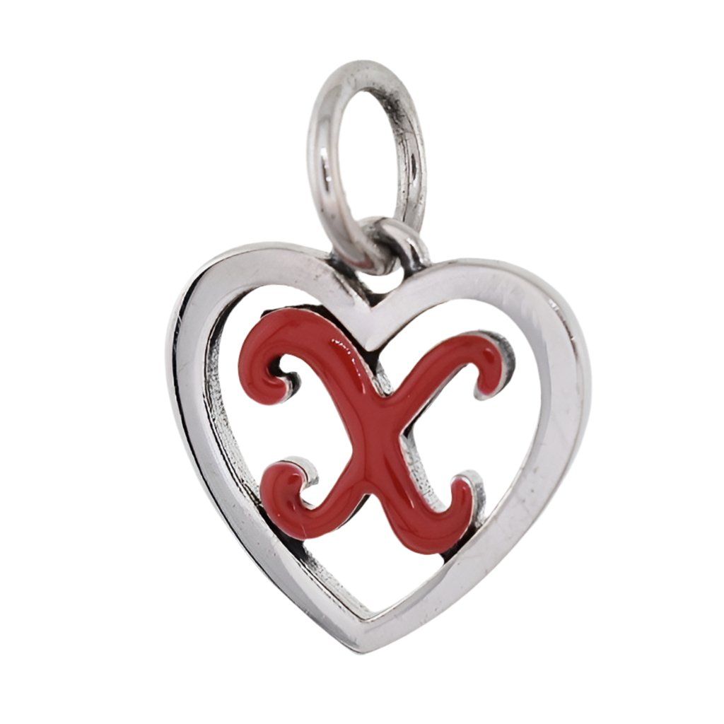 CP93082 Red Letter X Mini Heart Charm - Selah925.com