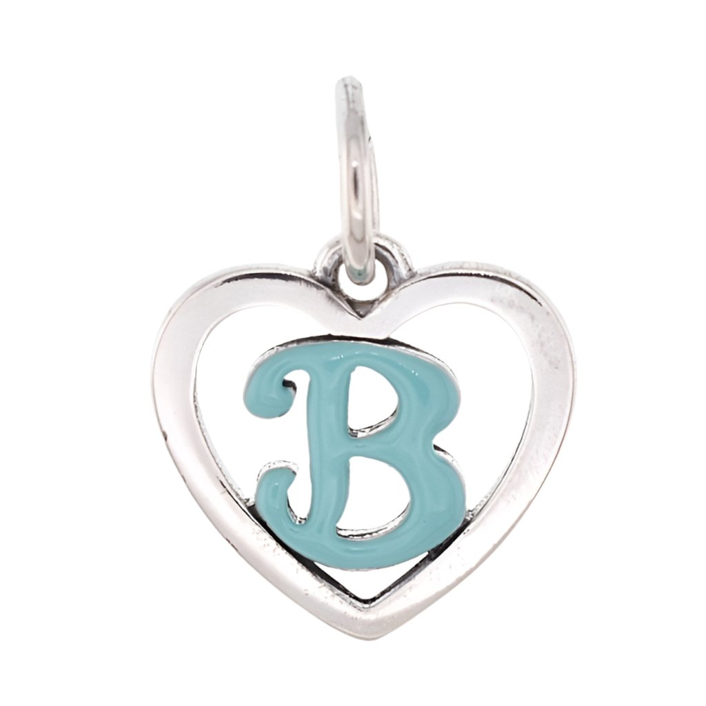 CP93083 Turquoise Letter B Mini Heart Charm - Selah925.com