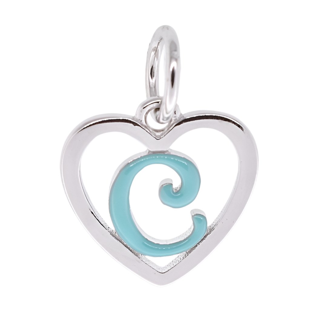 CP93083 Turquoise Letter C Mini Heart Charm - Selah925.com