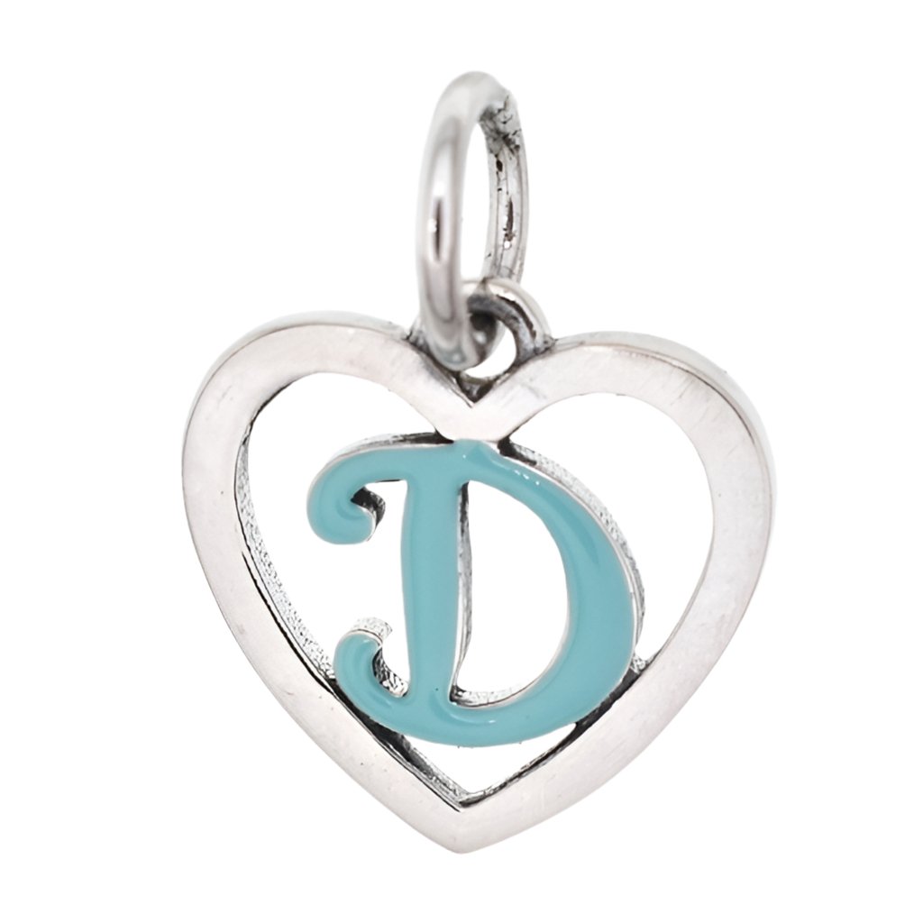 CP93083 Turquoise Letter D Mini Heart Charm - Selah925.com