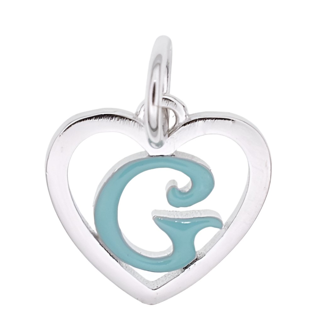 CP93083 Turquoise Letter G Mini Heart Charm - Selah925.com