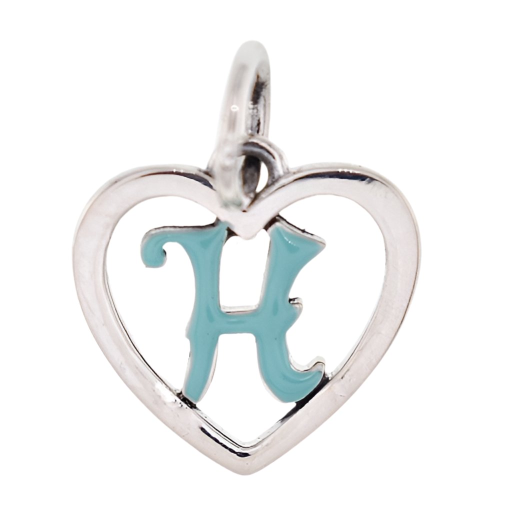 CP93083 Turquoise Letter H Mini Heart Charm - Selah925.com