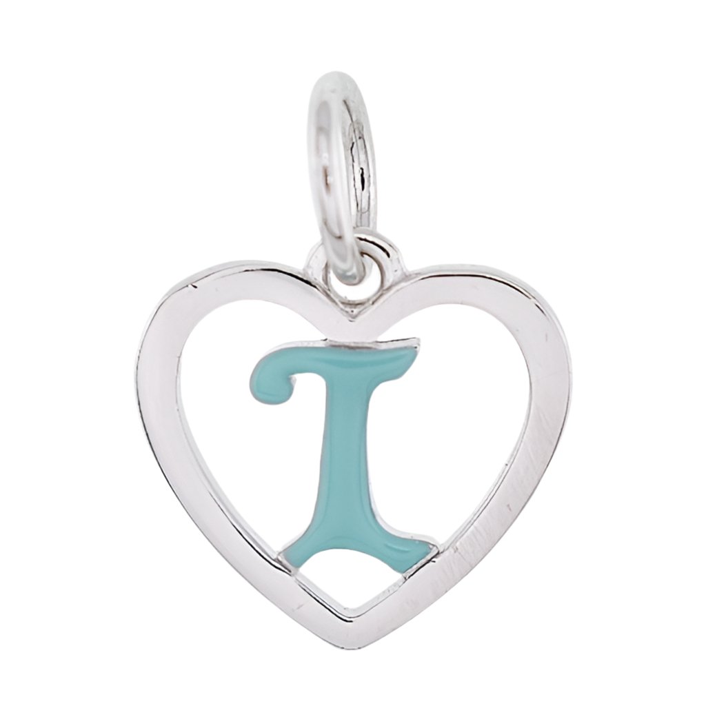 CP93083 Turquoise Letter I Mini Heart Charm - Selah925.com