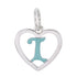 CP93083 Turquoise Letter I Mini Heart Charm - Selah925.com