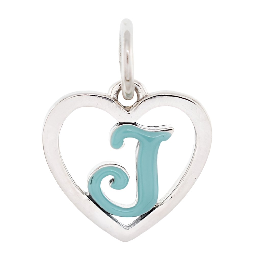 CP93083 Turquoise Letter J Mini Heart Charm - Selah925.com