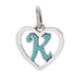 CP93083 Turquoise Letter K Mini Heart Charm - Selah925.com