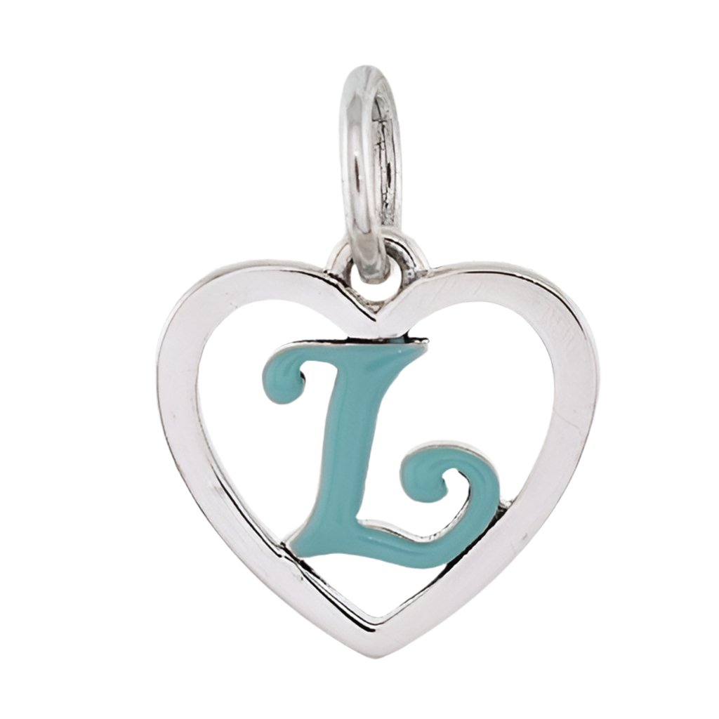 CP93083 Turquoise Letter L Mini Heart Charm - Selah925.com