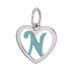 CP93083 Turquoise Letter N Mini Heart Charm - Selah925.com