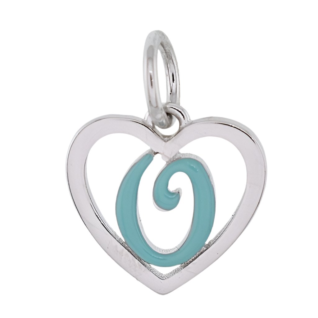 CP93083 Turquoise Letter O Mini Heart Charm - Selah925.com