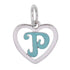 CP93083 Turquoise Letter P Mini Heart Charm - Selah925.com