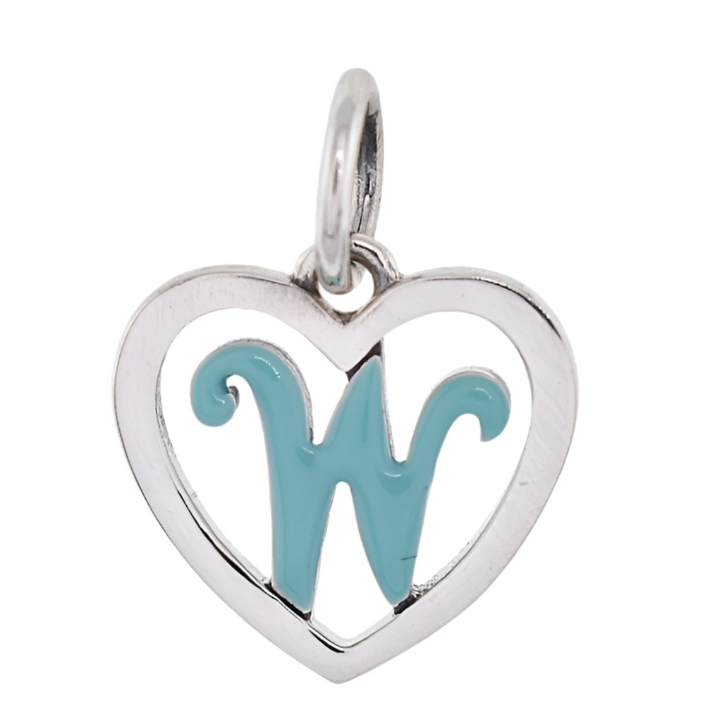 CP93083 Turquoise Letter W Mini Heart Charm - Selah925.com