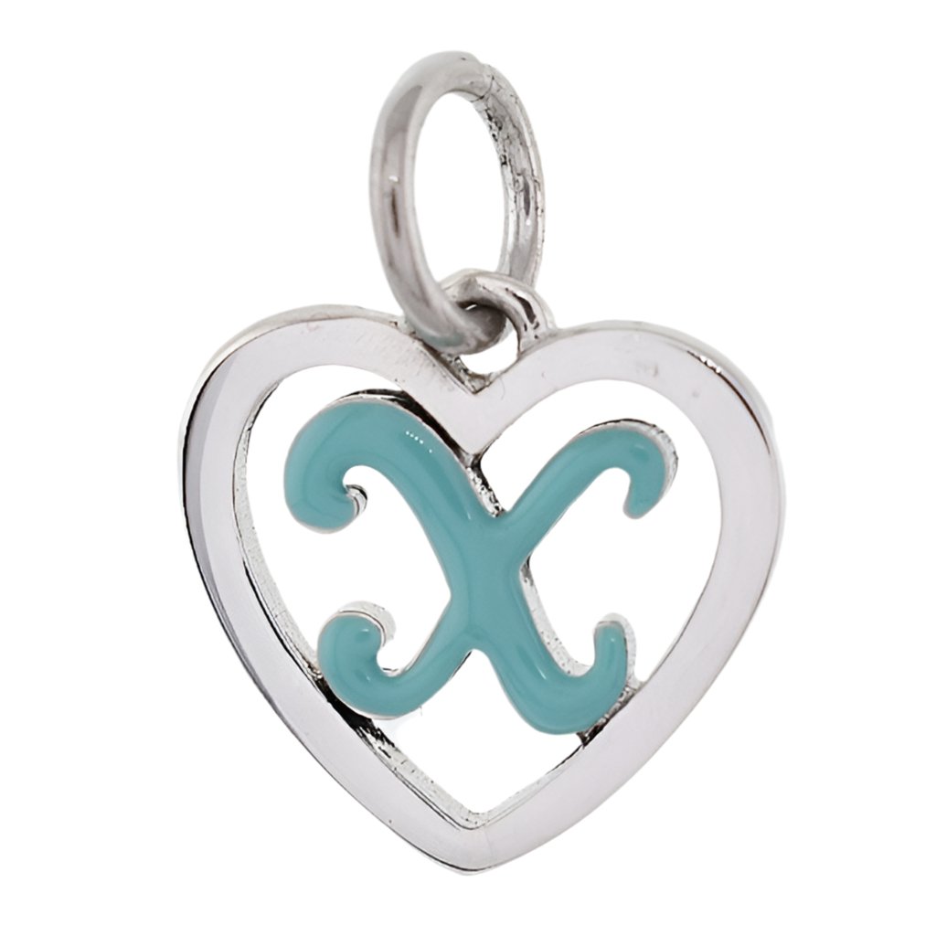 CP93083 Turquoise Letter X Mini Heart Charm - Selah925.com