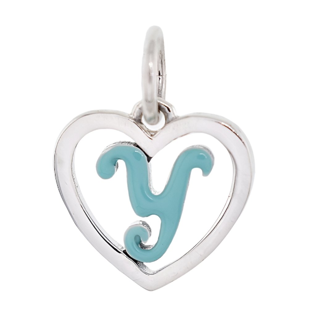 CP93083 Turquoise Letter Y Mini Heart Charm - Selah925.com