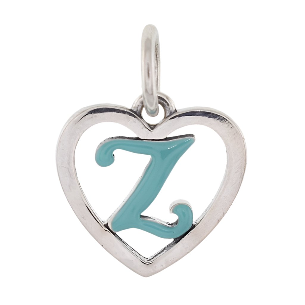 CP93083 Turquoise Letter Z Mini Heart Charm - Selah925.com