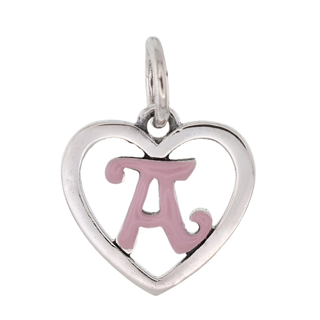 CP93084 Pink Letter A Mini Heart Charm - Selah925.com