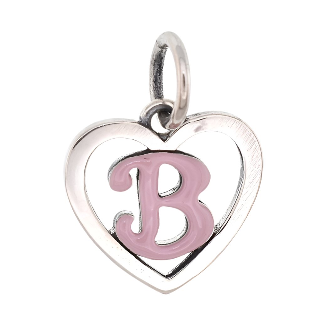 CP93084 Pink Letter B Mini Heart Charm - Selah925.com