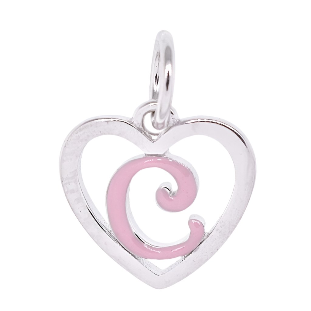 CP93084 Pink Letter C Mini Heart Charm - Selah925.com