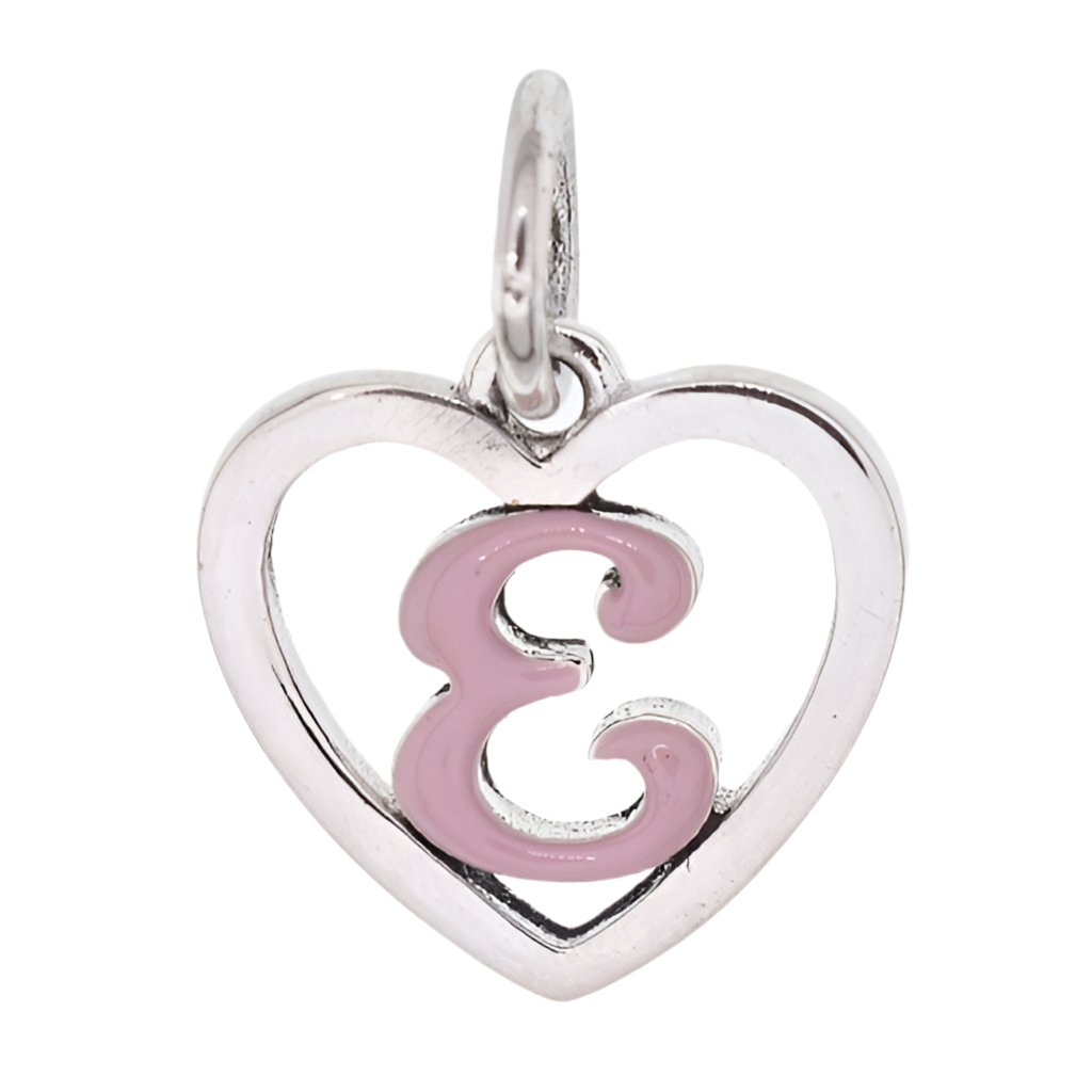 CP93084 Pink Letter E Mini Heart Charm - Selah925.com