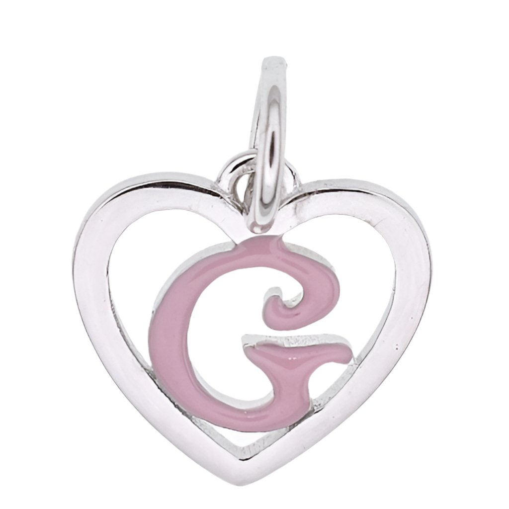 CP93084 Pink Letter G Mini Heart Charm - Selah925.com