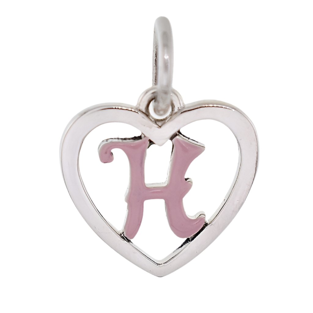 CP93084 Pink Letter H Mini Heart Charm - Selah925.com