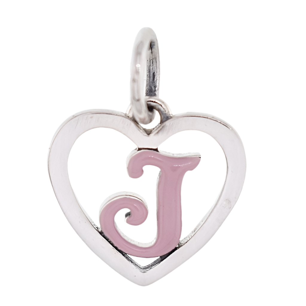 CP93084 Pink Letter J Mini Heart Charm - Selah925.com