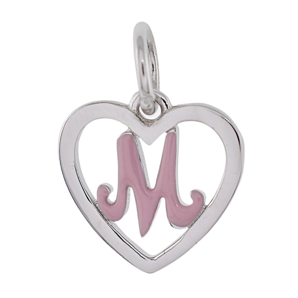 CP93084 Pink Letter M Mini Heart Charm - Selah925.com