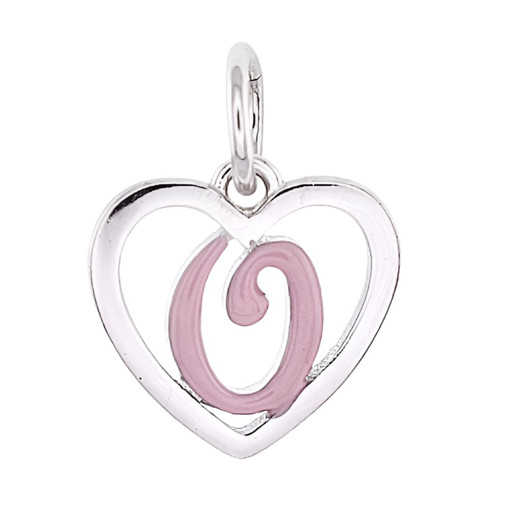 CP93084 Pink Letter O Mini Heart Charm - Selah925.com