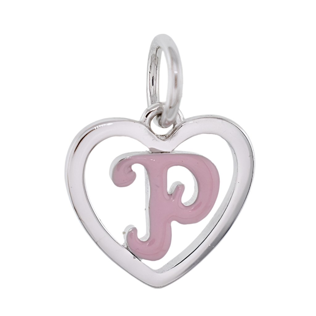 CP93084 Pink Letter P Mini Heart Charm - Selah925.com