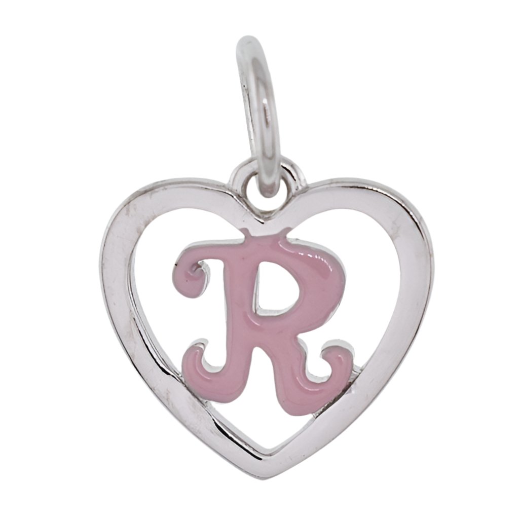 CP93084 Pink Letter R Mini Heart Charm - Selah925.com