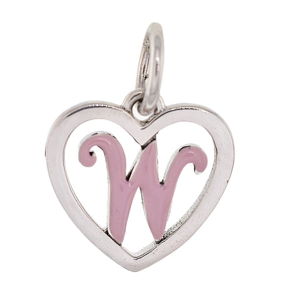 CP93084 Pink Letter W Mini Heart Charm - Selah925.com