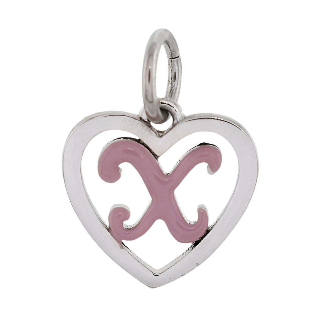 CP93084 Pink Letter X Mini Heart Charm - Selah925.com