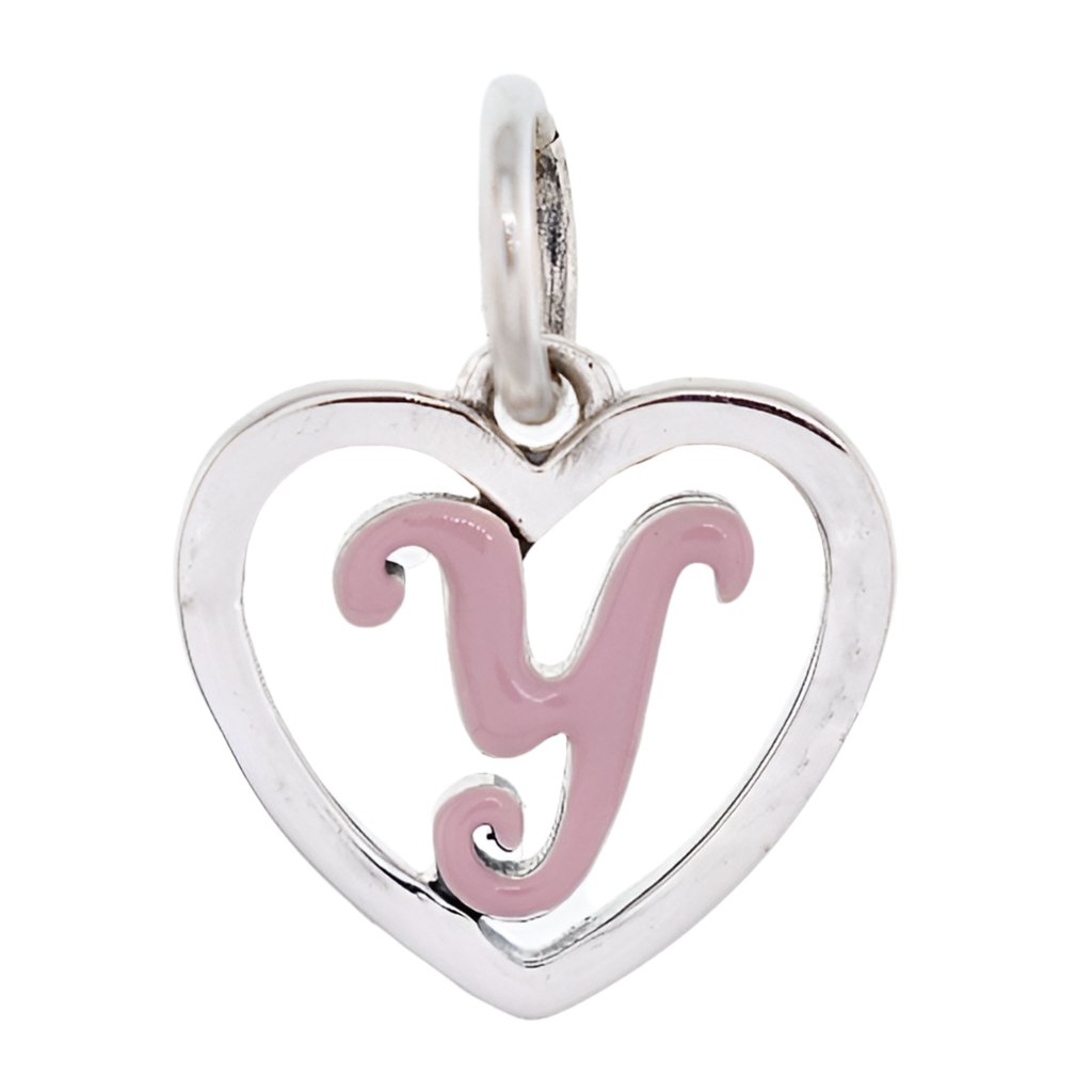 CP93084 Pink Letter Y Mini Heart Charm - Selah925.com